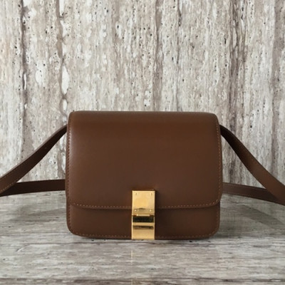 Celine Leather Classic Box Small Shoulder Bag,17CM - 셀린느 레더 클래식 박스 스몰 숄더백 ,11041-6,17CM,브라운