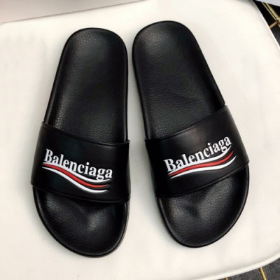 Balenciaga 2019 Mm/Wm Wave Logo Leather Slipper - 발렌시아가 남자 웨이브 로고 레더 샌들 Bal0152x.Size(225 - 275).블랙