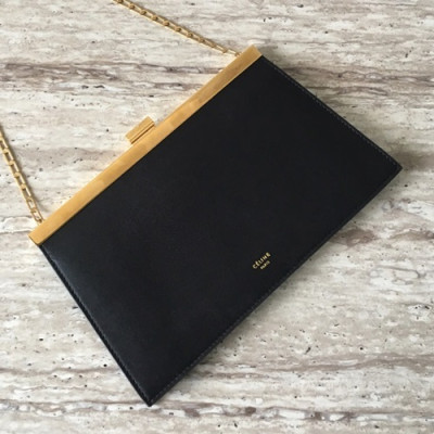 Celine Leather Chain Shoulder Bag,25CM - 셀린느 레더 여성용 체인 숄더백 ,83189-2,25CM,블랙