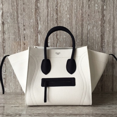 Celine Canvas Luggage Tote Bag,30CM - 셀린느 캔버스 러기지 토트백 ,9901-1,30CM,화이트+블랙