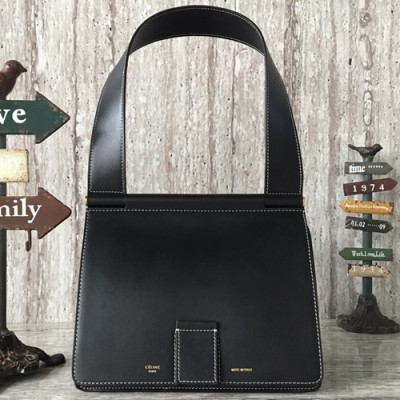 Celine Leather Tote Shoulder Bag,24.5CM - 셀린느 레더 토트 숄더백 ,99979-1,24.5CM,블랙