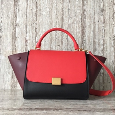 Celine Leather Tote Shoulder Bag,26CM - 셀린느 레더 토트 숄더백 ,18701-7,26CM,블랙(레드+와인)