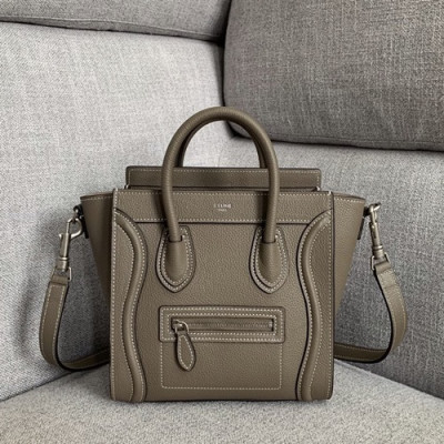 Celine Nano Luggage Leather Tote Shoulder Bag,20CM - 셀린느 나노 러기지 레더 토트 숄더백 ,189243-2,20CM,카키그레이