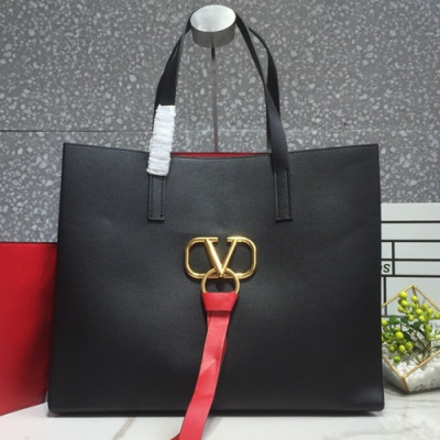 Valentino 2019 V-ring Tote Shopper Bag,39CM - 발렌티노 2019 브이링 여성용 토트 쇼퍼백 ,0090 - VTB0030,39CM,블랙