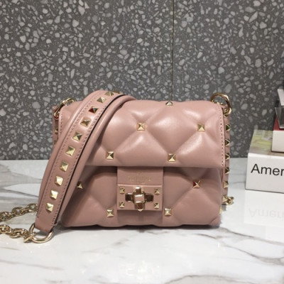 Valentino 2019 Leather Garavani CandyStud Mini Chain Shoudler Bag,17CM - 발렌티노 2019 레더 가라바니 캔디스터드 미니 체인 숄더백,0073-VTB0042,17CM,핑크