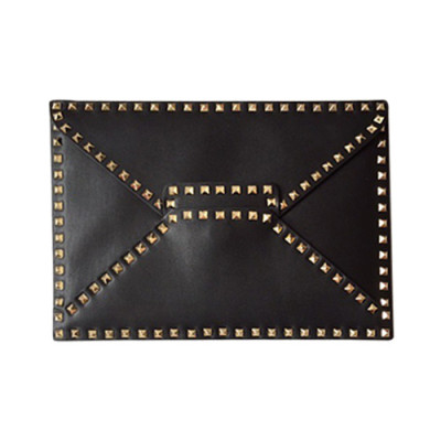 Valentino 2019 Rockstud Leather Clutch Bag,32.5cm - 발렌티노 2019 락스터드 레더 여성용 클러치백,0927-VTB0073,32.5cm,블랙