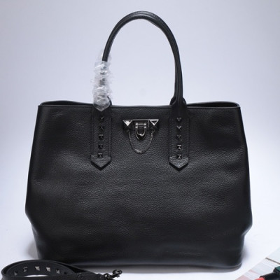 Valentino 2019 Leather Rockstud Tote Shoudler Bag,35CM - 발렌티노 2019 레더 락스터드 토트 숄더백,VTB0093,35CM,블랙