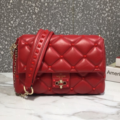 [파격세일]Valentino 2019 Leather Garavani CandyStud Small Chain Shoudler Bag,25CM - 발렌티노 2019 레더 가라바니 캔디스터드 스몰 체인 숄더백,0072-VTB0100,25CM,레드