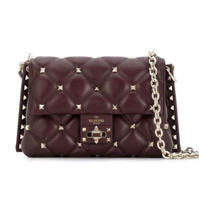 Valentino 2019 Leather Garavani CandyStud Small Chain Shoudler Bag,25CM - 발렌티노 2019 레더 가라바니 캔디스터드 스몰 체인 숄더백,0072-VTB0102,25CM,와인