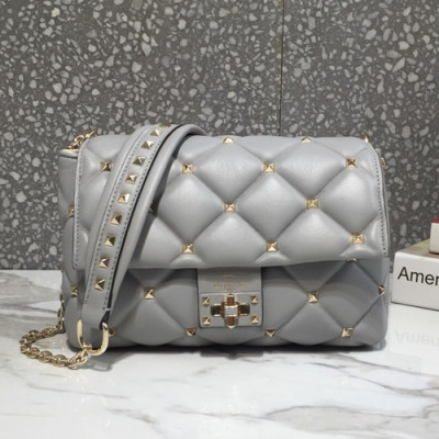 Valentino 2019 Leather Garavani CandyStud Small Chain Shoudler Bag,25CM - 발렌티노 2019 레더 가라바니 캔디스터드 스몰 체인 숄더백,0072-VTB0104,25CM,그레이