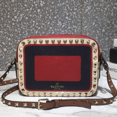 Valentino 2019 Leather Camera Small Shoudler Bag,20CM - 발렌티노 2019 여성용 레더 카메라 스몰 숄더백 ,VTB0164,20CM,레드+네이비