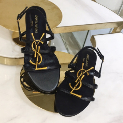 Saint Laurent 2019 Womens Metal Logo Strap Sandal - 입생로랑 여성 메탈로고 스트랩 샌달 Ysl0058x.Size(220 - 255).블랙