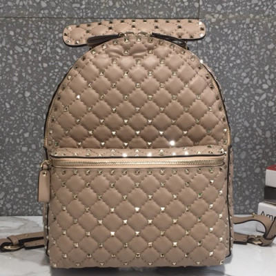 Valentino 2019 Leather Ruckstud Large Back Pack ,33CM - 발렌티노 2019 레더 락스터드 남여공용 라지 백팩,VTB0218,33CM,다크베이지