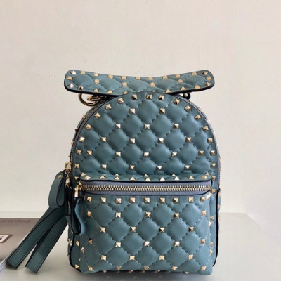 [파격특가]Valentino 2019 Leather Garavani Ruckstud Spike Mini Back Pack ,20.5CM - 발렌티노 2019 레더 가라바니 락스터드 스파이크 미니 백팩,VTB0225,20.5CM,연블루