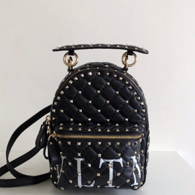 Valentino 2019 Leather VLTN Garavani Ruckstud Spike Mini Back Pack ,20.5CM - 발렌티노 2019 레더 VLTN 가라바니 락스터드 스파이크 미니 백팩,VTB0230,20.5CM,블랙