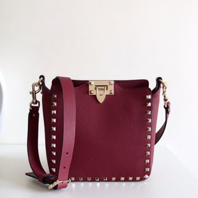 Valentino 2019 Leather Rockstud Spike Shoudler Bag,20CM - 발렌티노 2019 레더 락스터드 스파이크 숄더백,VTB0236,20CM,와인