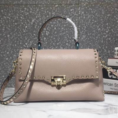 Valentino 2019 Leather Rockstud Tote Shoudler Bag,30CM - 발렌티노 2019 레더 락스터드 토트 숄더백, 0094-VTB0244,30CM,연인디핑크