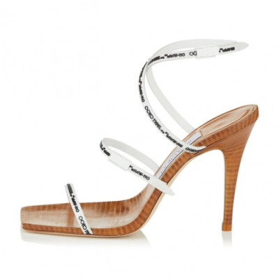 Jimmy-Choo x Off white 2019 Ladies Logo Strap High-heel Sandal - 지미츄 x 오프화이트 여성 로고 스트랩 하이힐 샌달 Jim0045x.Size(220 - 250).화이트