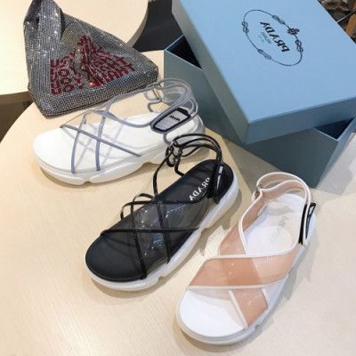 [트렌디]Prada 2019 Womens Cajual  Strap PVC Sandal - 프라다 여성 캐쥬얼 스트랩 PVC 샌달 Pra0563x.Size(225 - 250).3컬러(인디핑크/화이트/블랙)