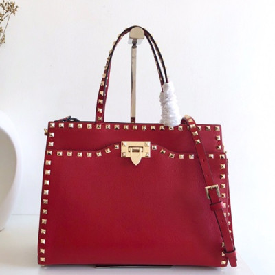 Valentino 2019 Leather Garavani Rockstud Tote Shoudler Bag,31CM - 발렌티노 2019 레더 가라바니 락스터드 토트 숄더백, VTB0324,31CM,레드