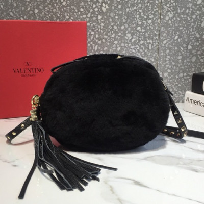 Valentino 2019 Fur & Leather Shoudler Cross Bag,21CM - 발렌티노 2019 퍼 & 레더 숄더 크로스백,VTB0359,21CM,블랙