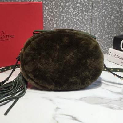 Valentino 2019 Fur & Leather Shoudler Cross Bag,21CM - 발렌티노 2019 퍼 & 레더 숄더 크로스백,VTB0360,21CM,올리브