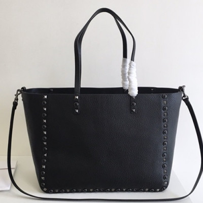 [심플한 디자인에 넉넉한 수납력까지!!!]Valentino 2019 Leather Reversible Tote Shoulder Shopper Bag,33CM - 발렌티노 2019 레더 리버시블 토트 숄더 쇼퍼백,VTB0389,33CM,블랙