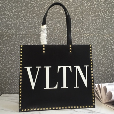 [실용성 200%]Valentino 2019 Leather Rockstud Tote Shopper Bag,37CM - 발렌티노 2019 레더 락스터드 토트 쇼퍼백,VTB0418,37CM,블랙