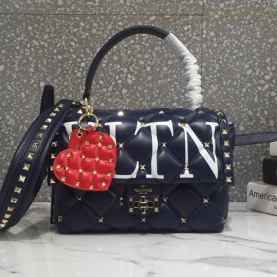 Valentino 2019 Leather Ruckstud Tote Shoudler Bag,23CM - 발렌티노 2019 레더 락스터드 토트 숄더백,0055-VTB0435,23CM,네이비