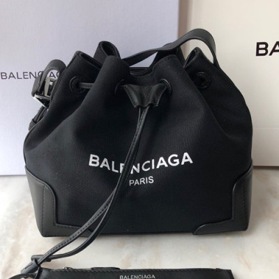 Balenciaga 2019 Canvas & Leather Bucket Shoulder Cross Bag,25CM - 발렌시아가 2019 캔버스&레더 버킷 숄더 크로스백,BGB0038,25CM,블랙