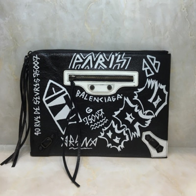 Balenciaga 2019 Graffiti Classic Clutch Bag,33CM - 발렌시아가 2019 그래피티 클래식 남여공용 클러치백,BGB0142,33CM,블랙