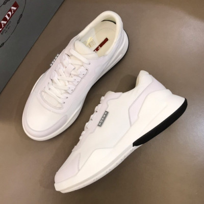 Prada 2019 Mens Business Logo Leather Sneakers - 프라다 남성 비지니스 로고 레더 스니커즈 Pra0577x.Size(240 - 275).화이트