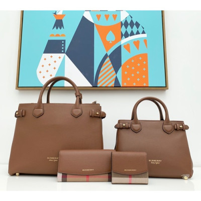 [모던한 디자인]Burberry 2019 Leather Banner Tote Shoulder Bag, 26/34cm - 버버리 2019 레더 배너 토트 숄더백,BURB0210,26/34cm,브라운