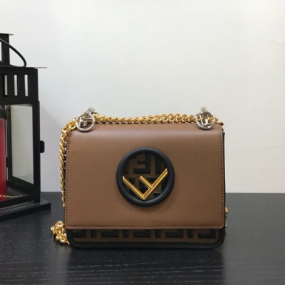 Fendi 2019 Kan I F Mini Chain Shoulder Bag ,19CM - 펜디 2019 칸아이 에프 미니 체인 숄더백 FENB0129,19CM,브라운