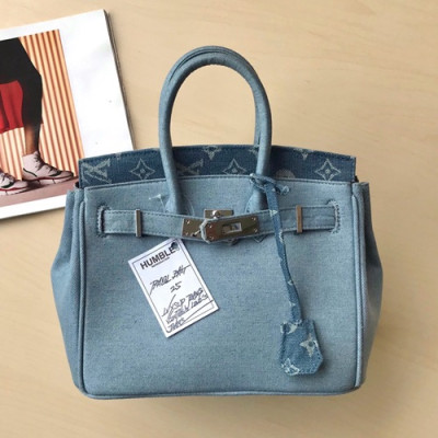 Louis Vuitton Supreme 2019 Denim Humble Travel Birkin Tote Shoulder Bag,28/33cm - 루이비통 슈프림 2019  데님 험블 트래블 버킨 토트 숄더백, M48888 ,LOUB1237,28/33cm,블루