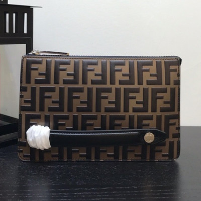 Fendi 2019 Leather Clutch Bag ,24CM - 펜디 2019 레더 남여공용 클러치백 FENB0246,24CM,브라운