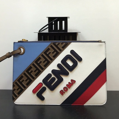 [한정특가!!]Fendi 2019 Leather Clutch Bag ,29.5CM - 펜디 2019 레더 남여공용 클러치백 FENB0261,29.5CM,화이트+블루