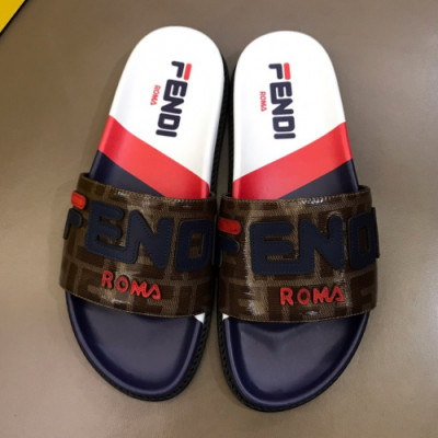 [여름추천템]Fendi 2019 Mens Logo Leather Slipper - 펜디 남성 로고 레더 슬리퍼 Fen0242x.Size(240 - 275).네이비