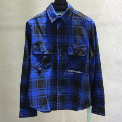 Off white 2019 Mm/Wm Basic Logo Cotton Check Shirt - 오프화이트 남자 베이직 로고 코튼 체크셔츠 Off0073x.Size(xs - l).블루