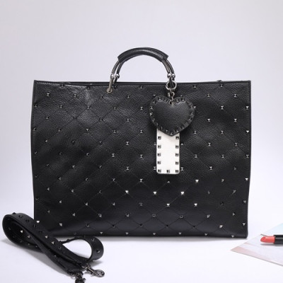 Valentino 2019 Rockstud Tote Shoudler Bag,36CM - 발렌티노 2019 레더 락스터드  토트 숄더백,VTB0529,36CM,블랙