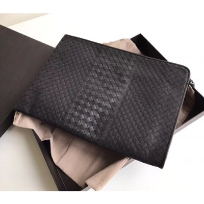 Bottega Veneta 2019 Leather Clutch Bag,34cm - 보테가 베네타 2019 레더 남성용 클러치백 405912,BVB0190,34cm,블랙