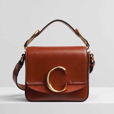 Chole 2019 C Leather Tote Shoulder Bag, 16.5cm -  끌로에 2019 C 레더 토트 숄더백,CLB0022,16.5cm,브릭레드