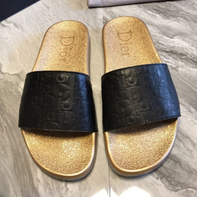 [여름추천템]Dior 2019 Mens Initial Logo Leather Slipper - 디올 남성 이니셜 로고 레더 슬리퍼 Dio0250x.Size(240 - 270).블랙