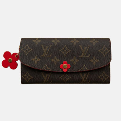 Louis Vuitton 2019 Ladies Monogram Emilie Wallet M64202 - 루이비통 모노그램 에밀리 월릿 장지갑 LOUW0088.Size(19cm).브라운+레드