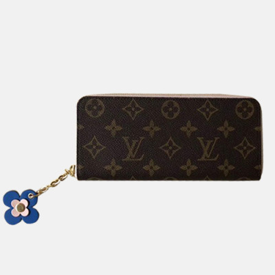 Louis Vuitton 2019 Ladies Clemence Zippy Wallet M64201 -  루이비통 모노그램 캔버스 클레망스 지피 월릿 장지갑 LOUW0092.Size(19.5CM).브라운+블루