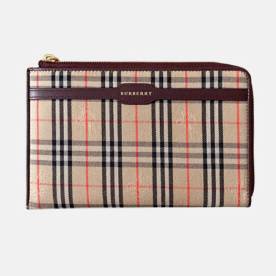 Burberry 2019 Leather Zip Round Wallet - 버버리 남여공용 레더 지퍼 라운드 장지갑 BURW0051.Size(21.5CM).와인