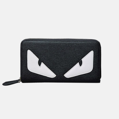 Fendi 2019 Leather Zip Round Wallet - 펜디 남여공용 레더 지퍼 라운드 장지갑 FENW0024.Size(19cm).블랙