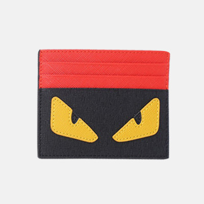 Fendi 2019 Leather Card Purse - 펜디 남여공용 레더 카드 퍼스 FENW0029.Size(10.5cm).블랙+레드