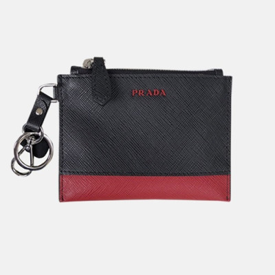 Prada 2019 Saffiano Card Purse / Wallet / Key Holder  1TT080  - 프라다 사피아노 남여공용 카드 퍼스/지갑/키 홀더 PRAW0008,12CM.블랙+레드