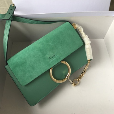 Chole 2019 Faye Leather Shoulder Bag, 24cm -  끌로에 2019 페이 레더 숄더백,CLB0059,24cm,그린